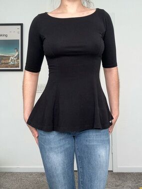 Guess Boatneck Peplum Top